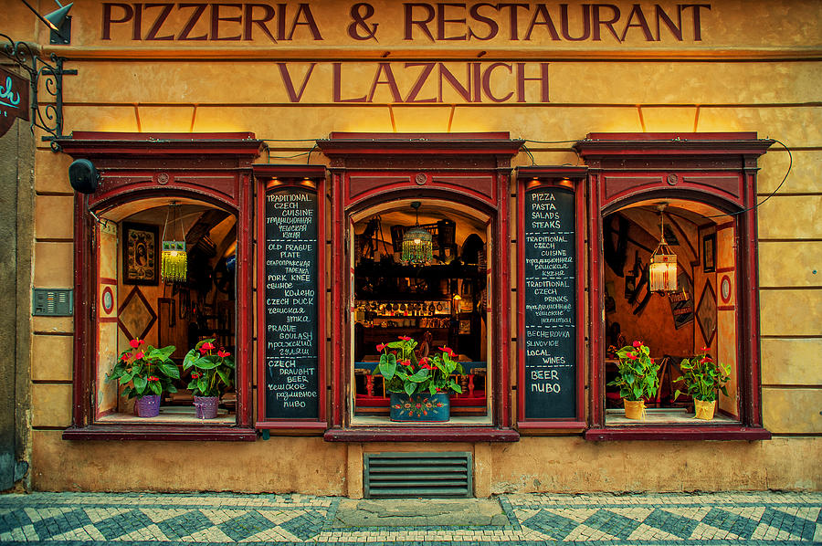 Vlaznich Pizzeria and Restaurant. Prague Photograph by Jenny Rainbow