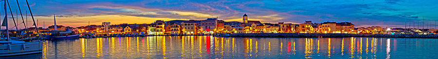 Vodice waterfront colorfu evening panorama Photograph by Brch Photography