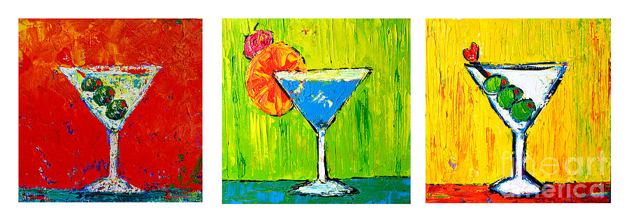 Vodka Martini Collection Bar Decor - Modern Art Painting by Patricia Awapara