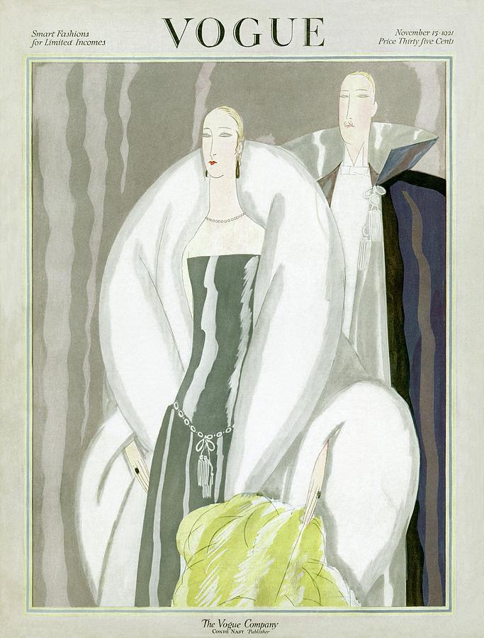 Vogue Cover Featuring A Couple In Evening Wear Photograph by Eduardo Garcia Benito