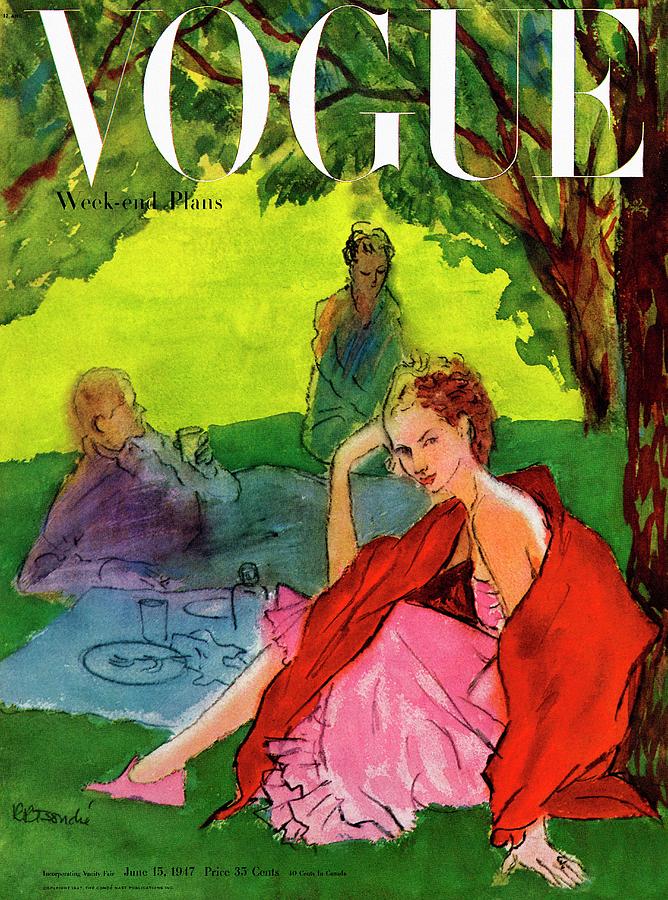 Vogue Cover Featuring A Woman Having A Picnic Photograph by Rene R. Bouche