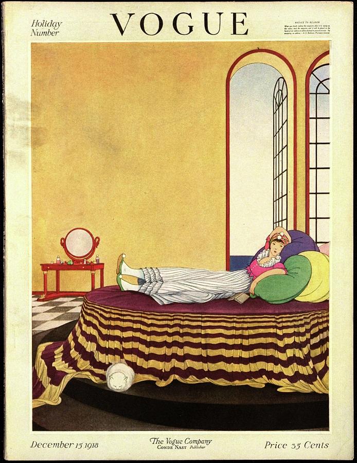Vogue Cover Featuring A Woman Lying In Bed Photograph by George Wolfe Plank