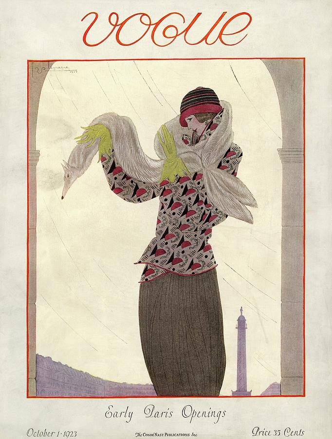 Vogue Cover Featuring A Woman With A Fox Stole Photograph by Georges Lepape