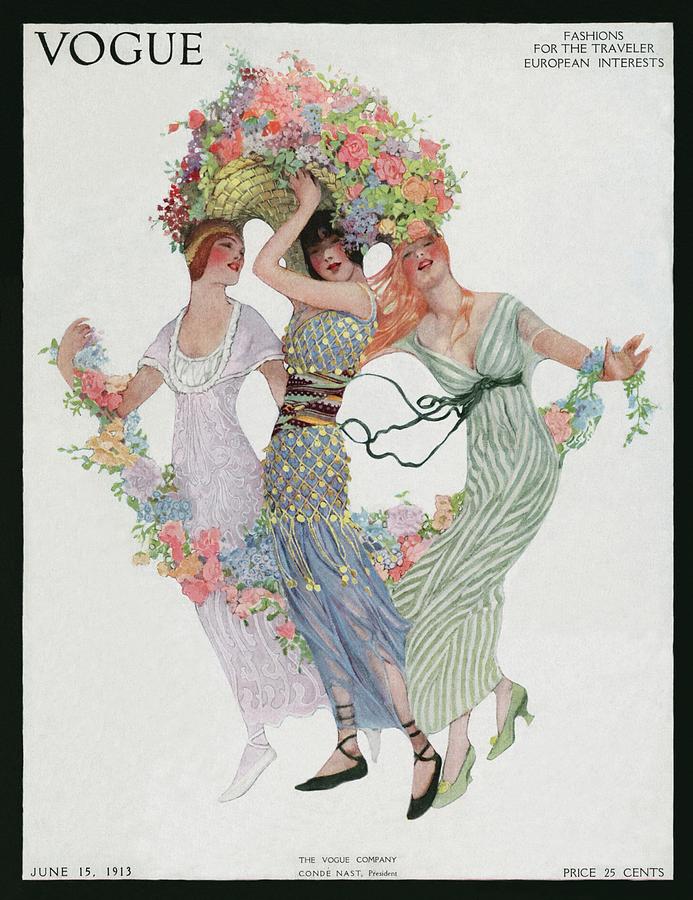 Vogue Cover Featuring Three Women With Flowers Photograph by Sarah Stilwell Weber