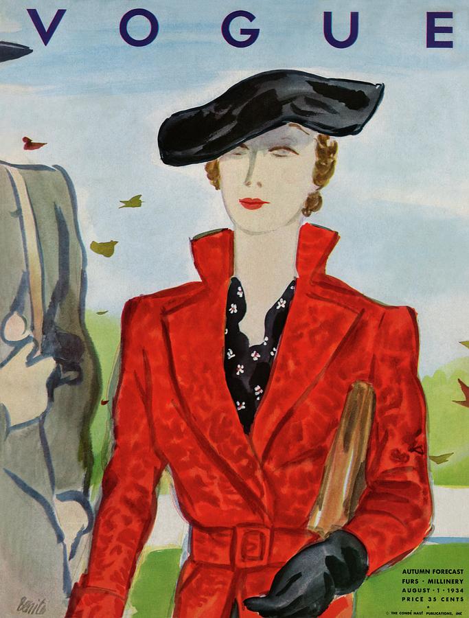 Vogue Cover Illustration Of A Woman In A Red Coat Photograph by Eduardo Garcia Benito