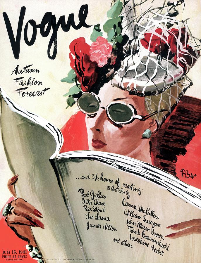 Vogue Cover Illustration Of A Woman Reading Photograph by Rene Bouet-Willaumez