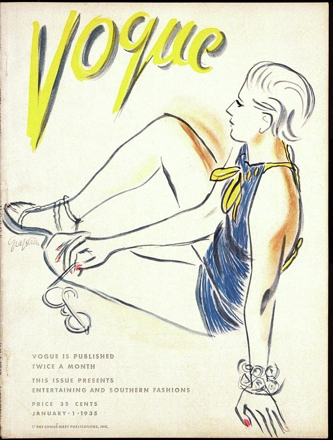 Vogue Cover Illustration Of A Woman Sitting Photograph by R.S. Grafstrom