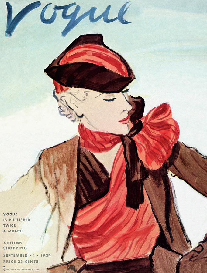 Vogue Cover Illustration Of A Woman Wearing A Red #1 by Carl Oscar ...