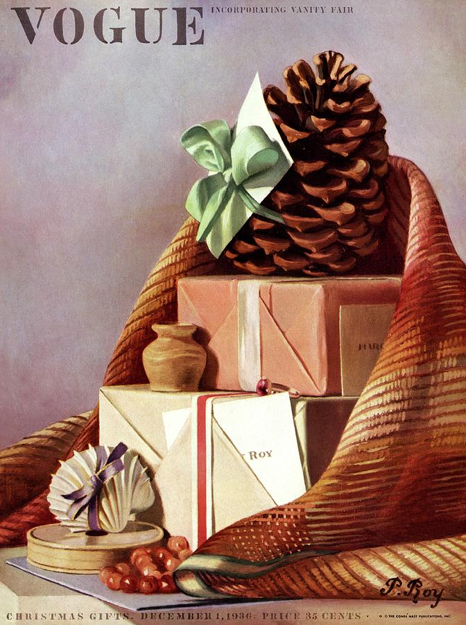 Vogue Cover Illustration Of Gift Boxes Photograph by Pierre Roy