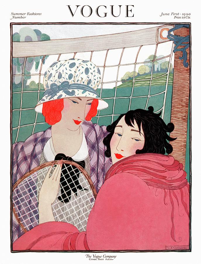 Vogue Cover Illustration Of Two Women In Front Digital Art by Helen Dryden