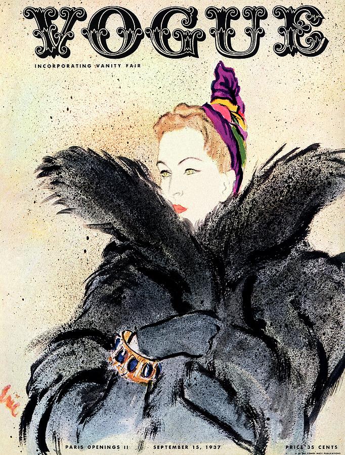 Vogue Magazine Cover Featuring A Woman In A Fur Photograph by Carl Oscar August Erickson