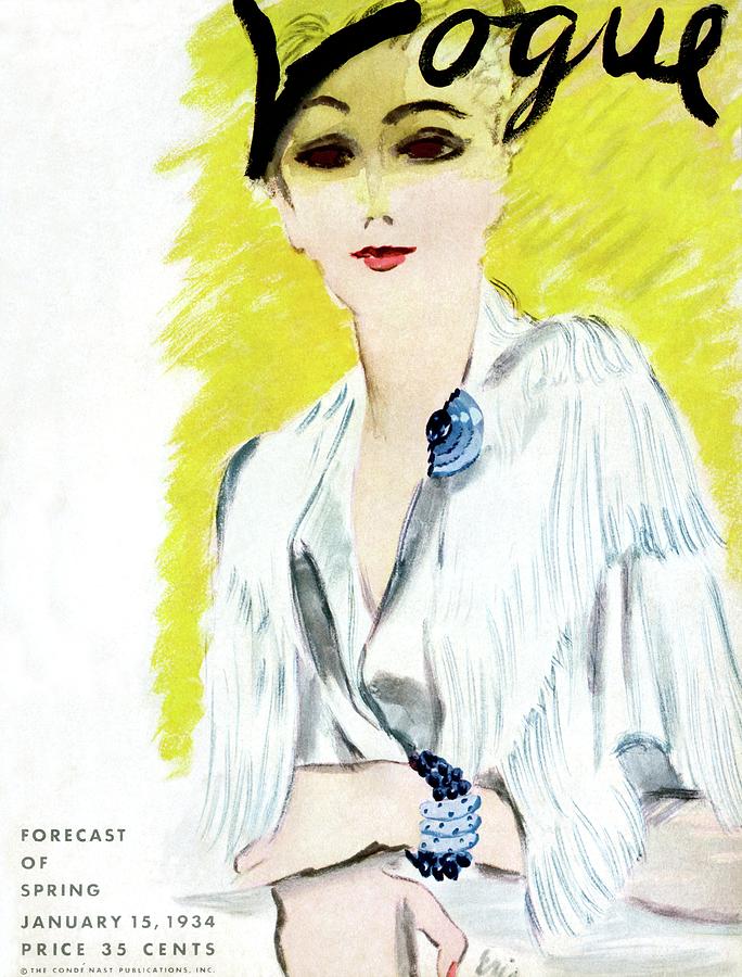 Vogue Magazine Cover Featuring A Woman Wearing Photograph by Carl Oscar August Erickson