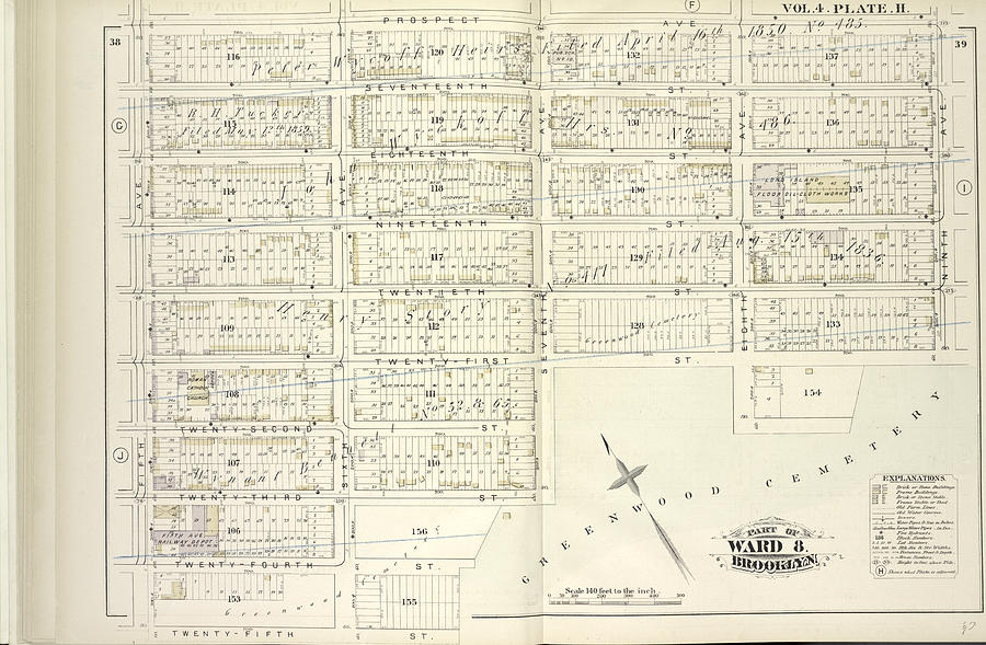 Vol. 4. Plate, H. Map Bound By Prospect Ave., Ninth Ave Drawing by Litz ...