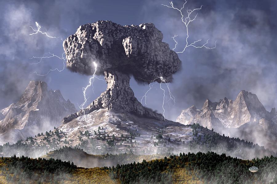 Nature Digital Art - Volcano by Daniel Eskridge