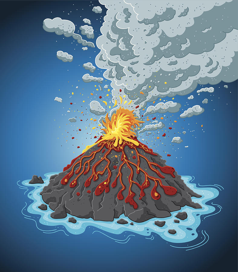 Volcano Island Eruption Drawing by FrankRamspott