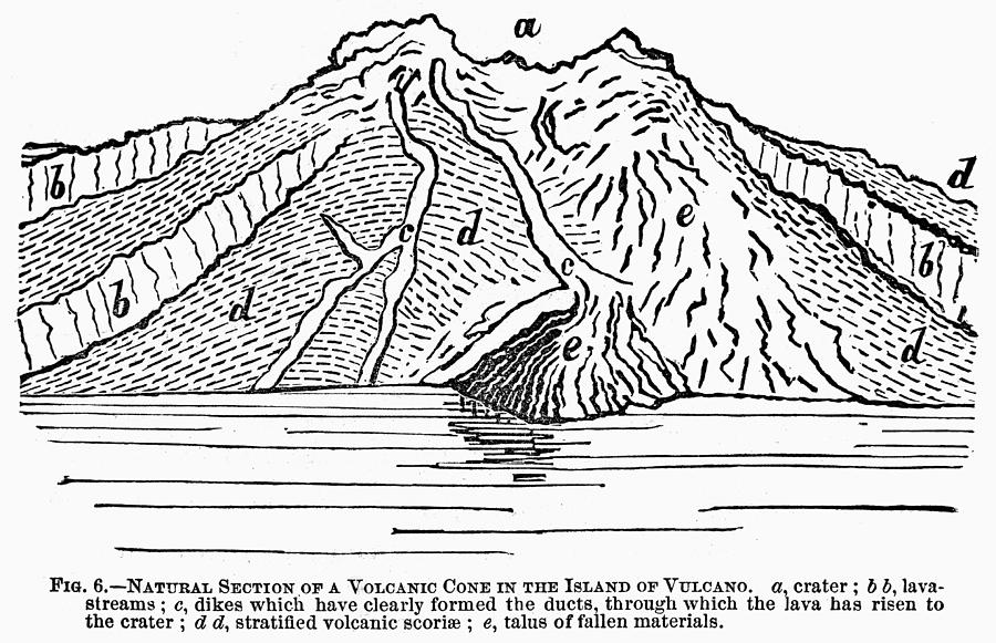 Volcano: Section View Photograph by Granger