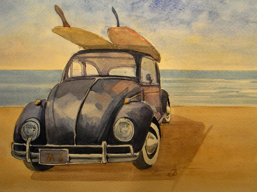 Car Painting - Volkswagen beetle by Juan  Bosco