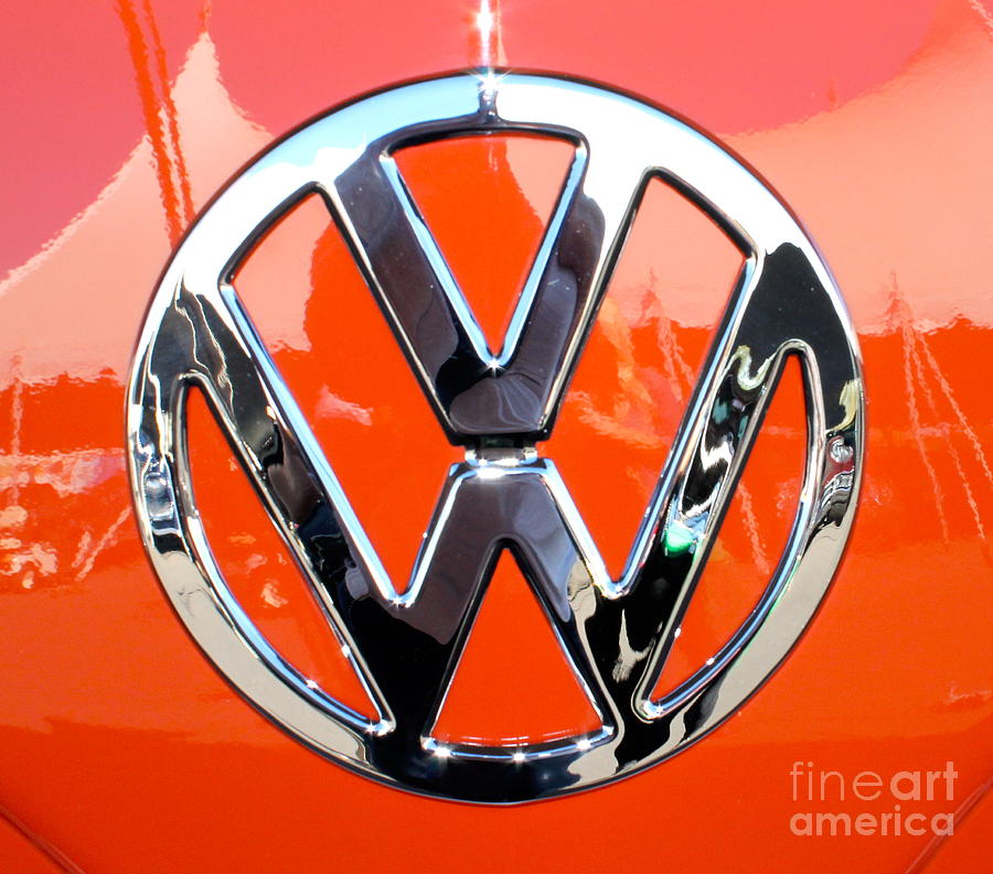 Volkswagen Emblem Red Photograph by Pamela Walrath