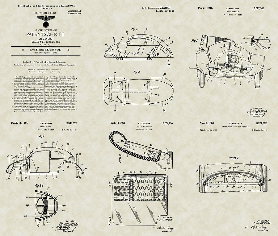 Volkswagen Drawing - Volkswagen Patent Collection by PatentsAsArt