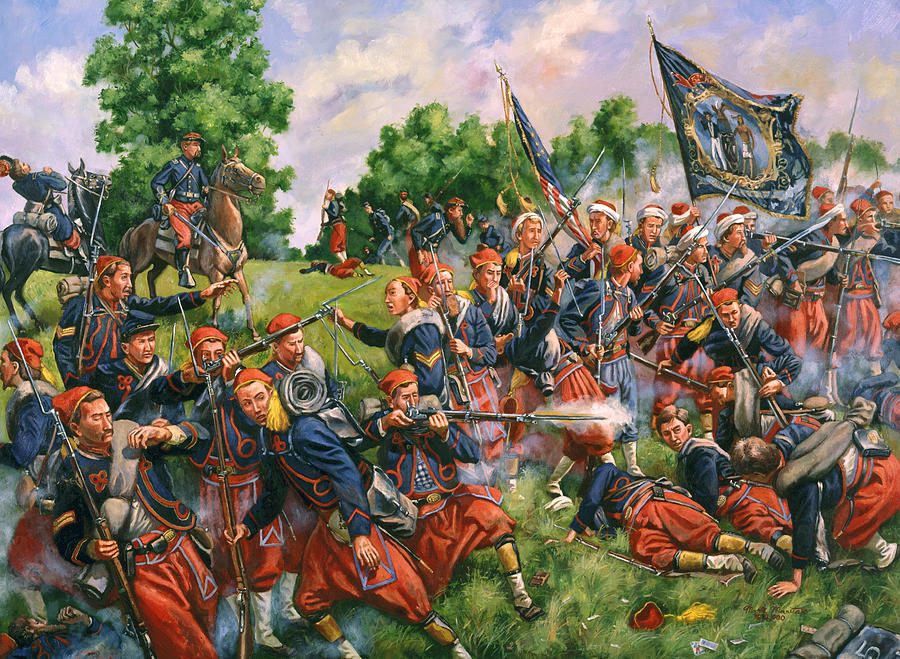 Civil Painting - Vortex Of Hell - 5th New York Duryees Zouaves - Battle Of Second Manassas, Virgina by Mark Maritato Civil Painting - Vortex Of Hell - 5th New York Duryees Zouaves - Battle Of Second Manassas, Virgina by Mark Maritato