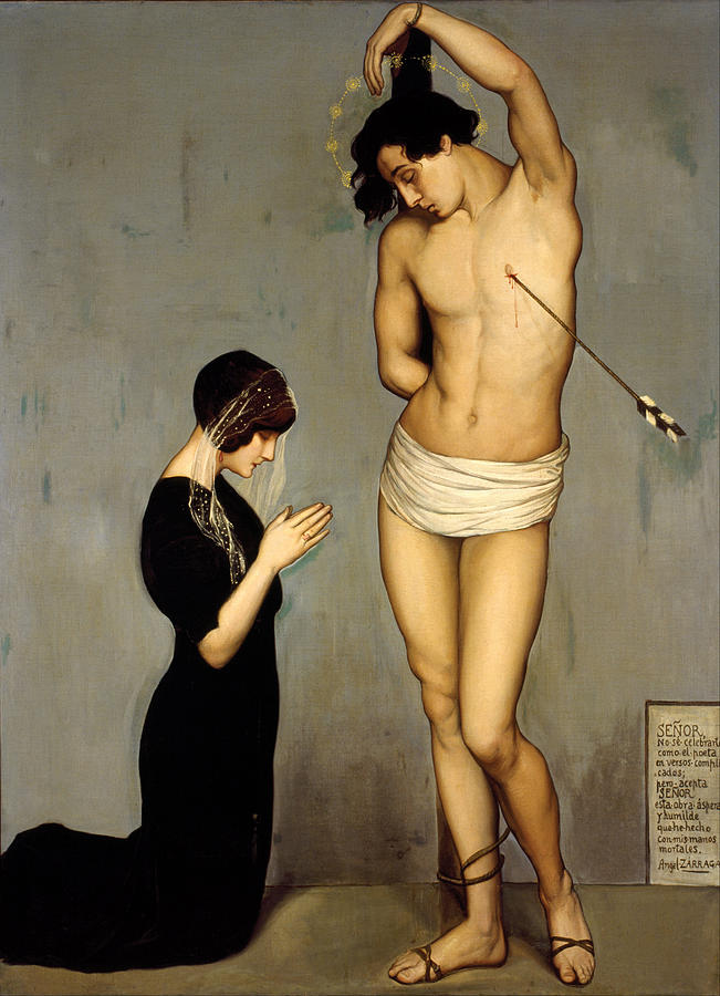 Votive Offering . Saint Sebastian  Painting by Angel Zarraga