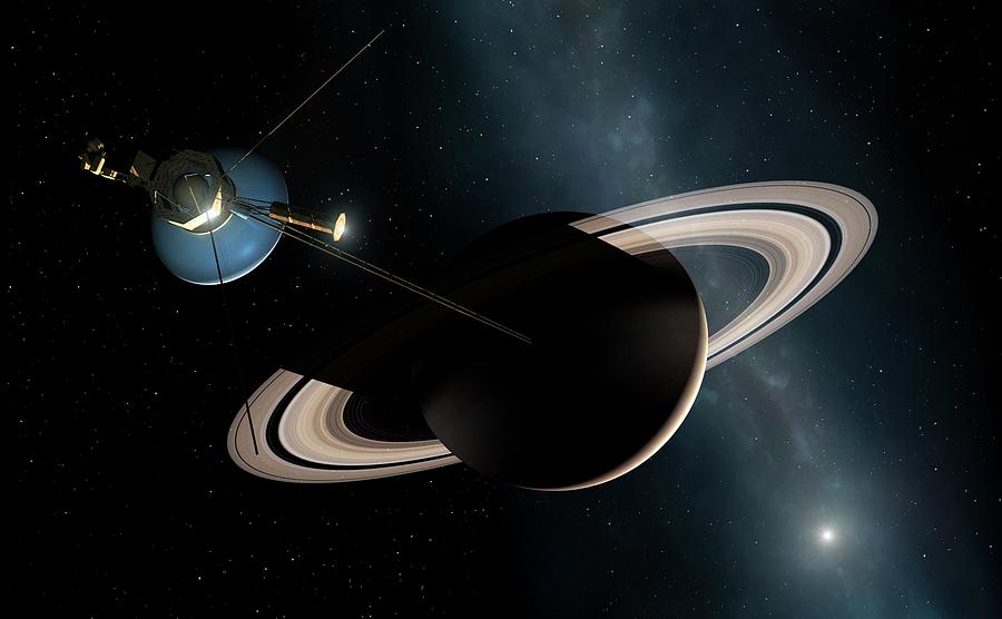 Voyager II Probe Passes Saturn Photograph by Mark Garlick/science Photo Library