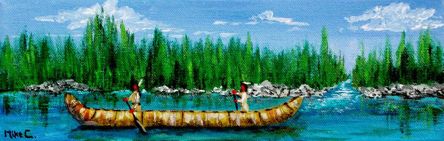 Canoe Painting - Voyagers 2 by Mike Caitham