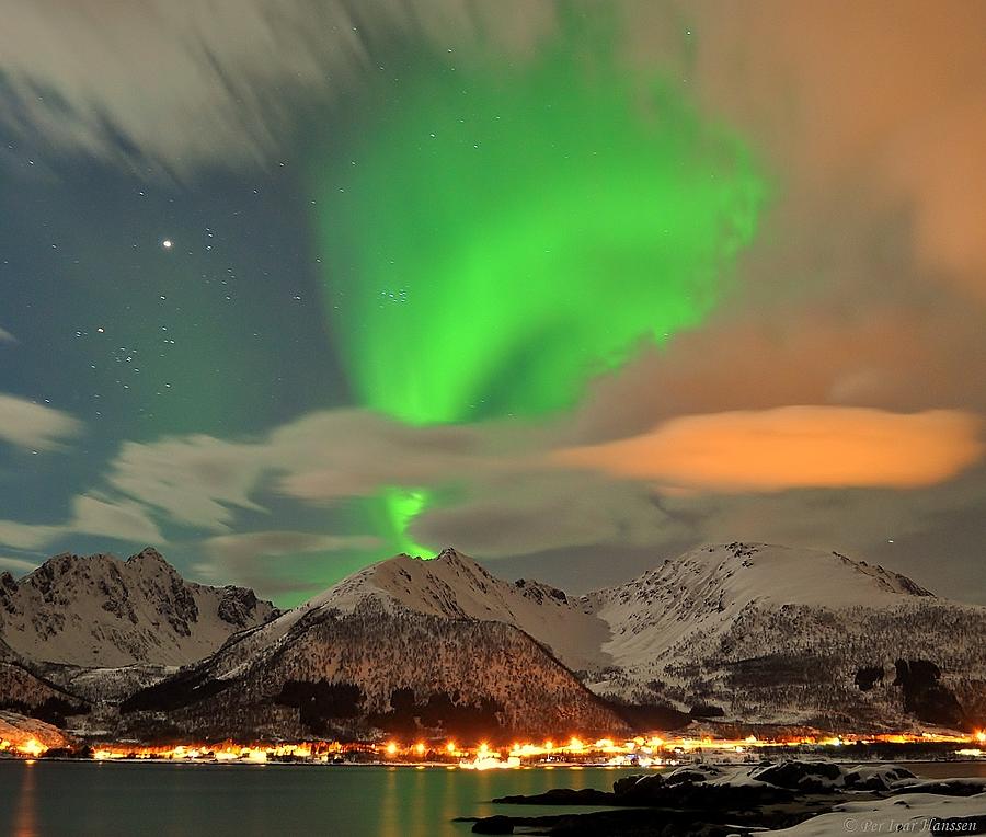 Winter Photograph - vulcano Aurora by Per Ivar Hanssen