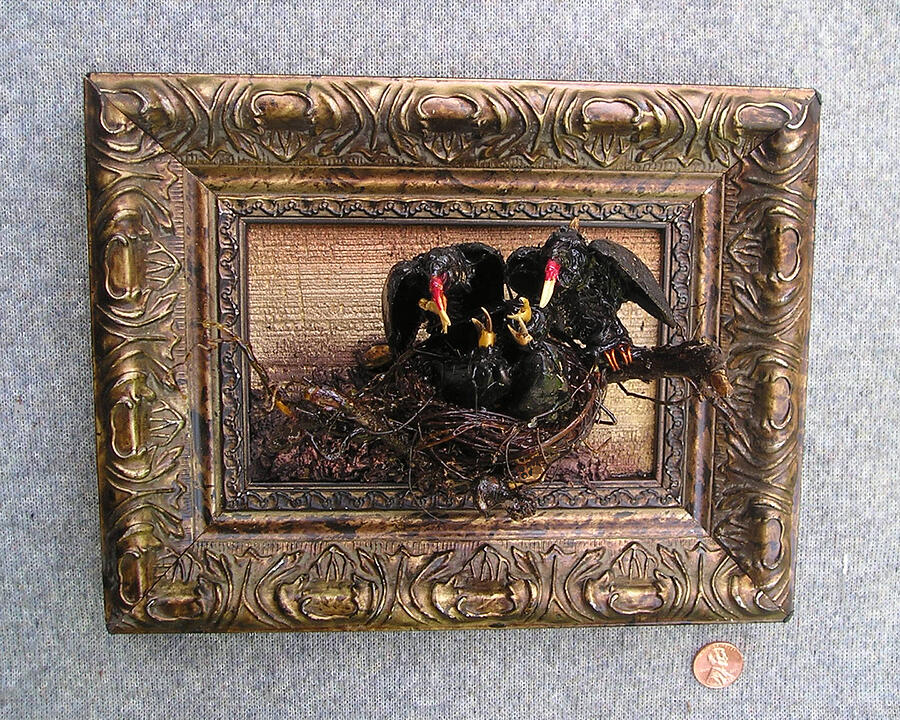 Vultures Feeding Their Young Mixed Media by Roger Swezey Vultures Feeding Their Young Mixed Media by Roger Swezey
