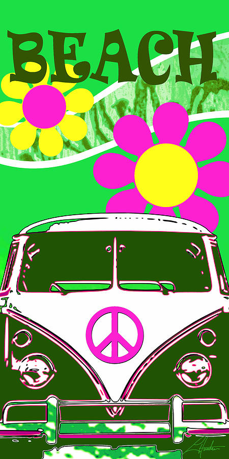 VW Beach  green Digital Art by Larry Hunter