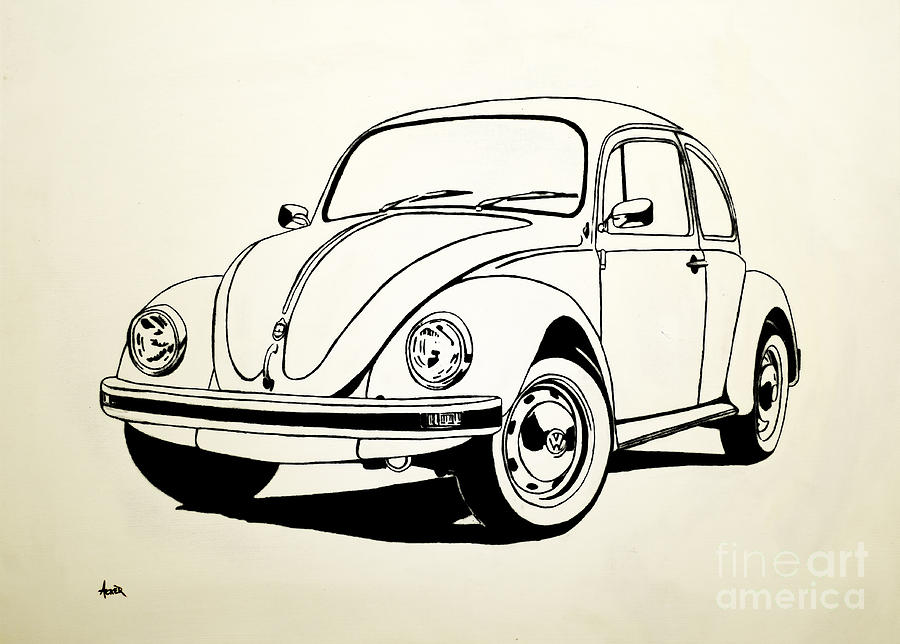 VW Bug Painting by Aaron Acker Fine Art America