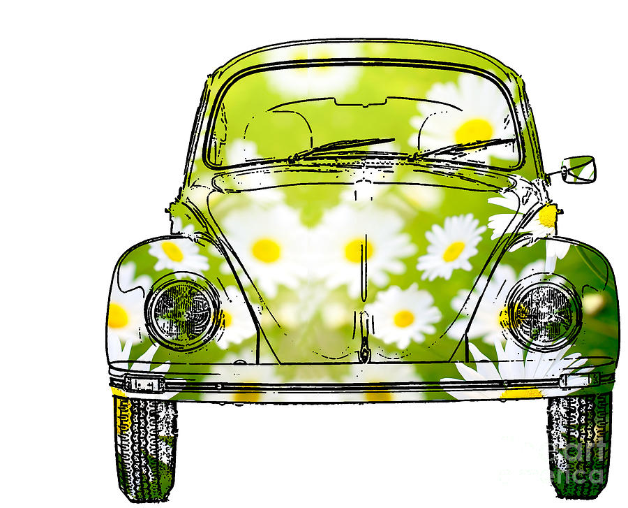 VW Daisy Bug Mixed Media by Jon Neidert