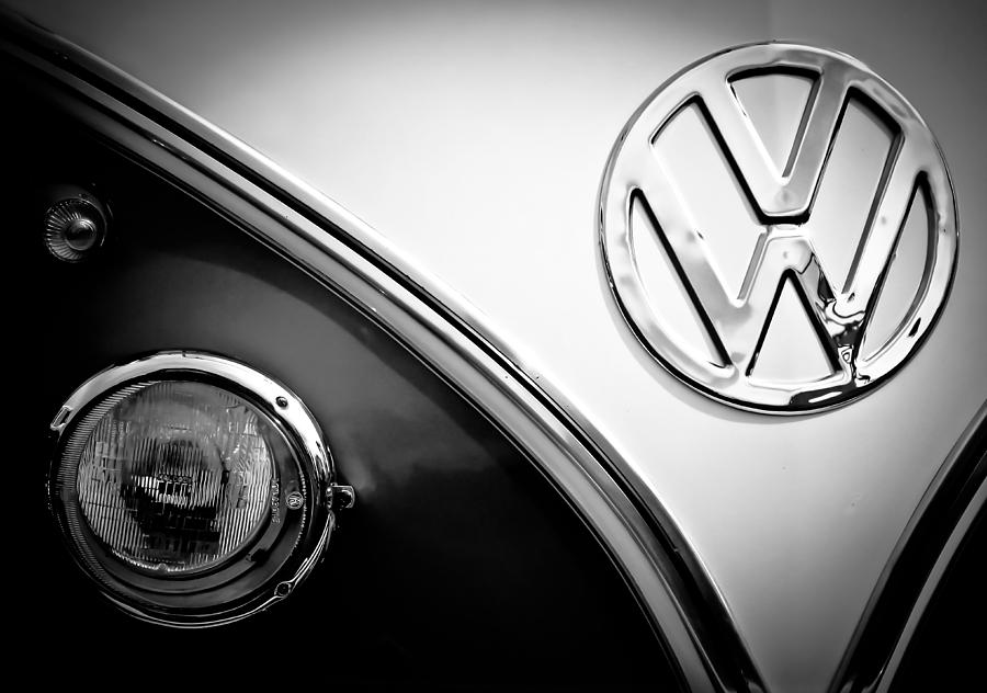 VW Emblem Black And White Photograph by Athena Mckinzie