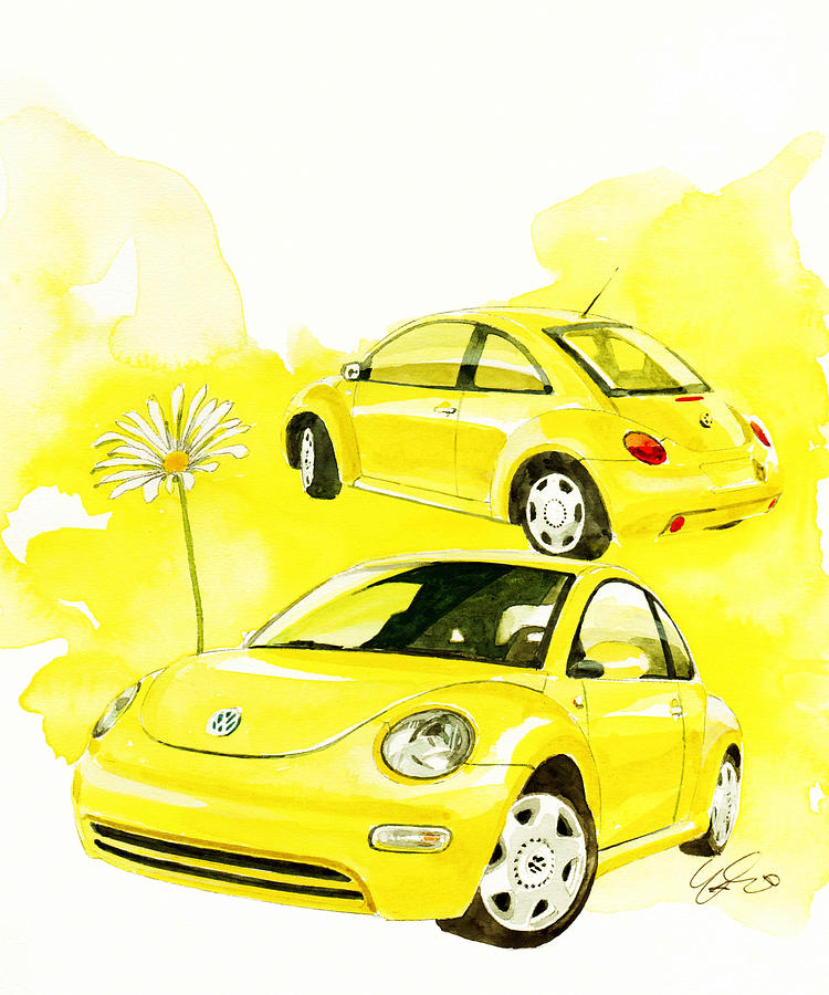Vw New Beetle Painting - VW New Beetle by Yoshiharu Miyakawa