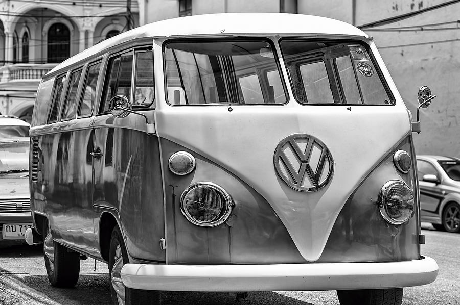 Volkswagen Van Rear Window Tent Unique VW Black White Photograph 8x10