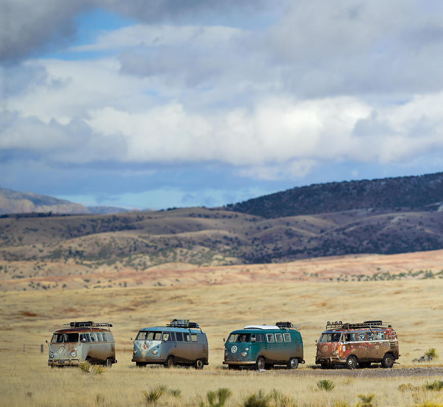 VWs Lined Up Under a New Mexico Sky Photograph by Richard Kimbrough