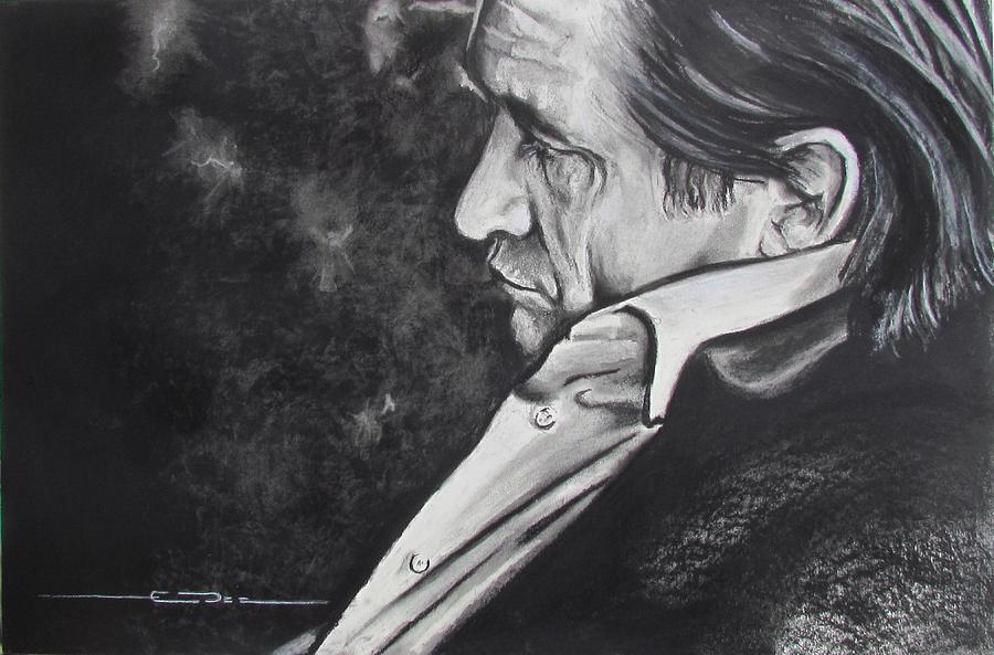 Johnny Cash Drawing - W W J D by Eric Dee