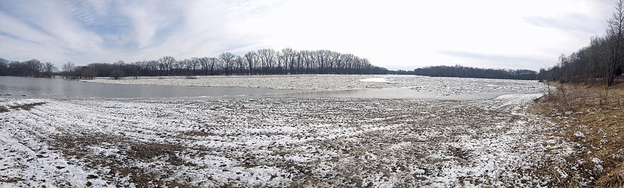 Wabash River Ice Jam Panorama Photograph by John Mathews