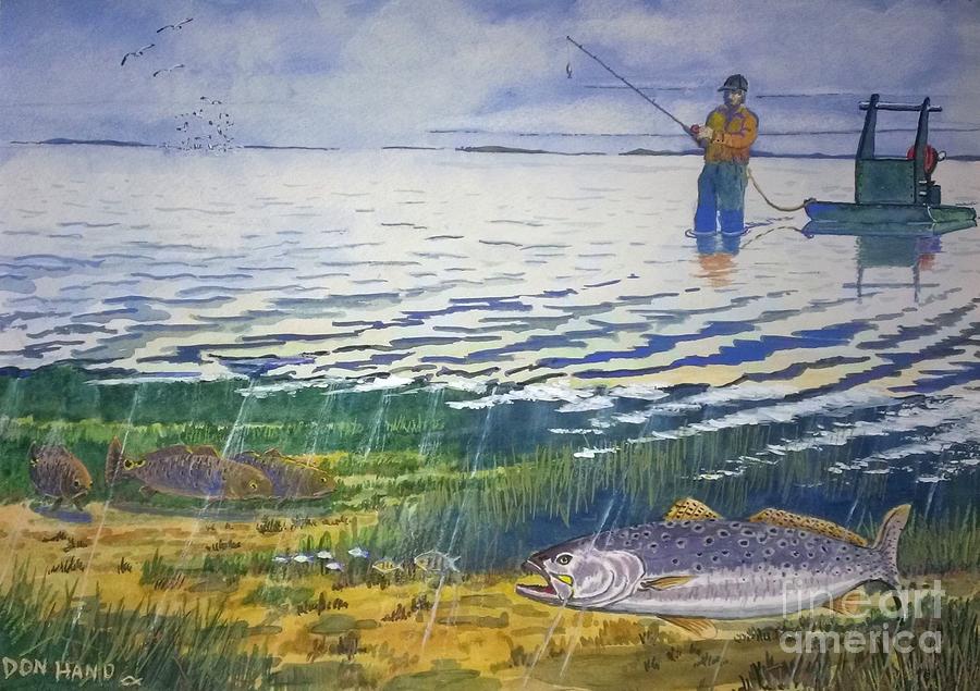 Wade Fishing Painting by Don n Leonora Hand - Fine Art America