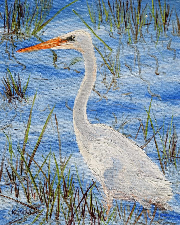 Wading Egret Painting by Keith Wilkie - Fine Art America