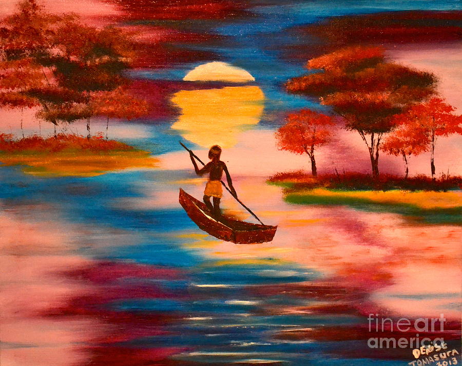Wading For Magenta Painting by Denise Tomasura