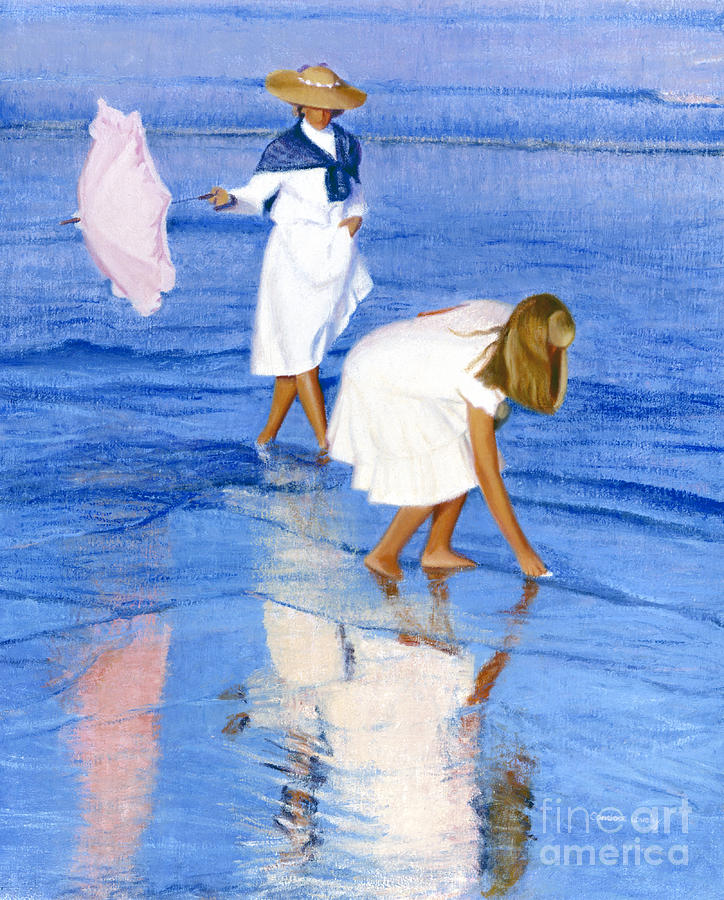 Wading for Shells Painting by Candace Lovely