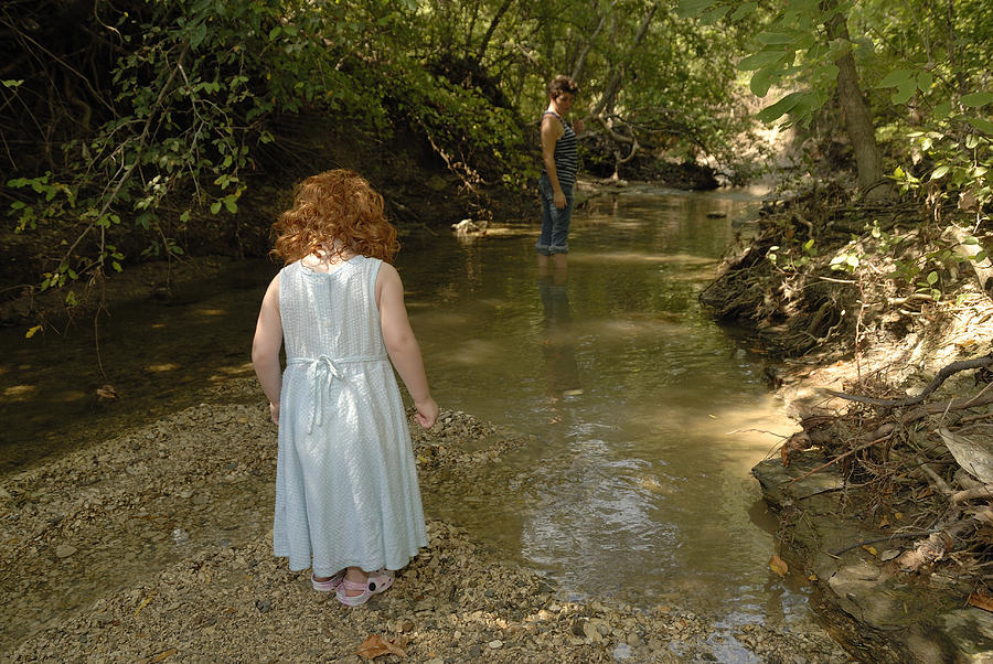 Wading In The Creek Photograph by Charles Beeler