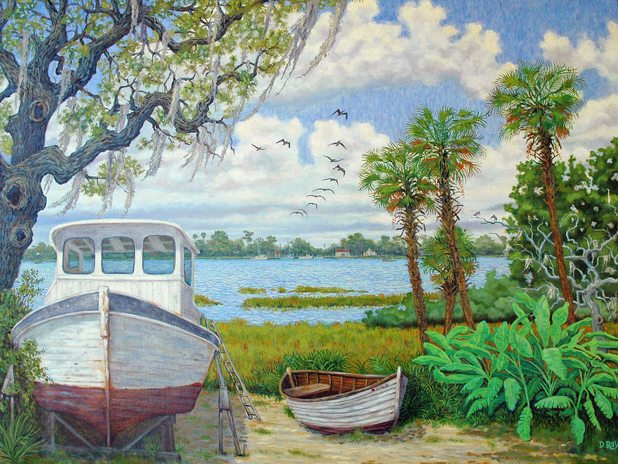 Wadmalaw Boats Painting by Dwain Ray