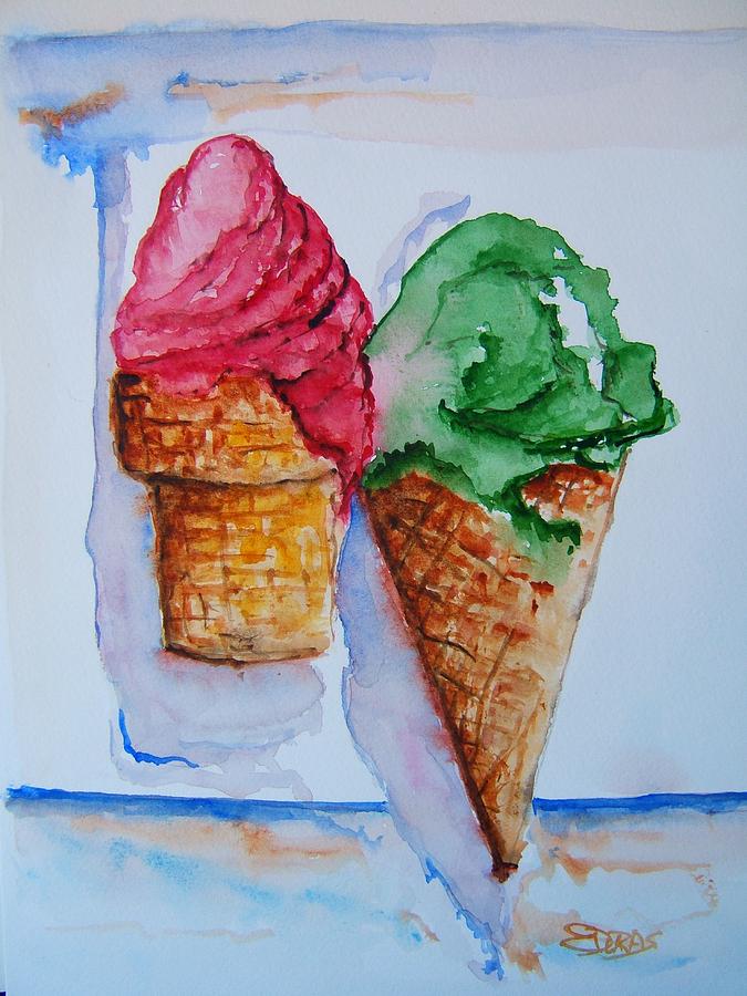 Wafer or Waffle Cone Painting by Elaine Duras