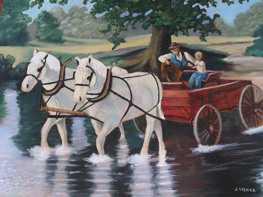 Wagon Ride Painting by June Weaver