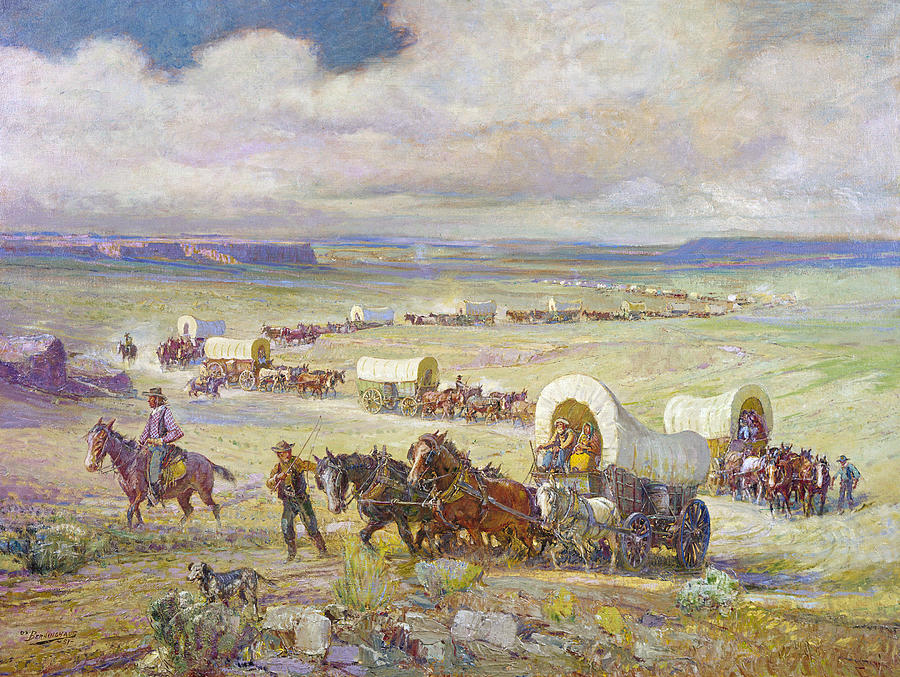 Wagon Trail Painting by Oscar Edmund Berninghaus
