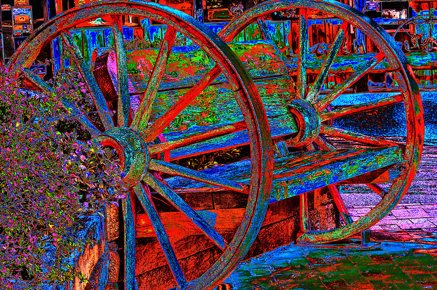 Wagon Wheel Bench Pop Art Photograph by Phyllis Denton