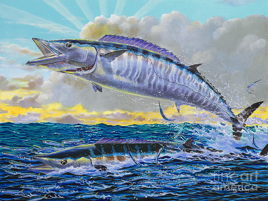 Fish Painting - Wahoo sunrise Off0064 by Carey Chen