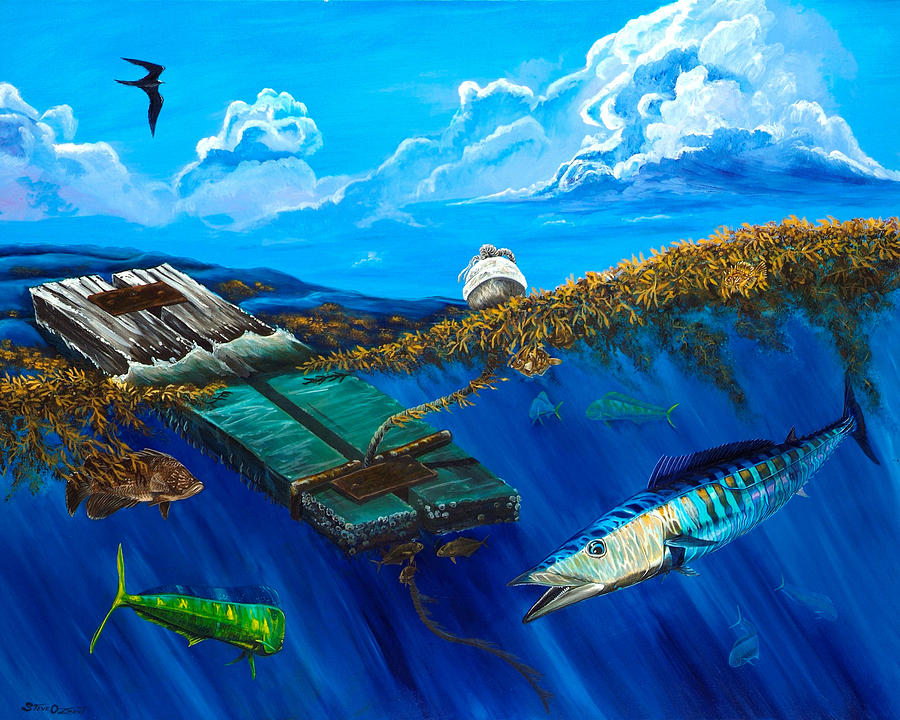 Fish Painting - Wahoo under Board by Steve Ozment